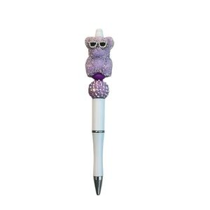 Blinged out Purple Bear pen